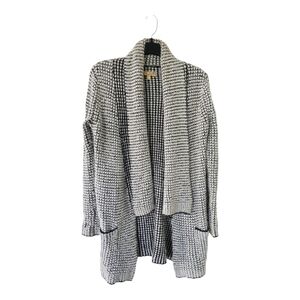Vera Wang Cardigan Women Knit Sz XS Geo Print Duster Princess Pockets Academia